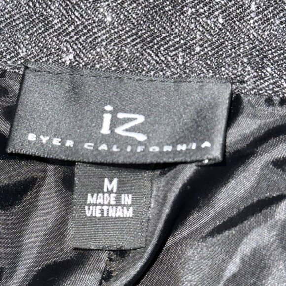 Iz Byer California Womens Gray Metallic Bomber Jacket With Zip Closure Ribbed He - Picture 2 of 9